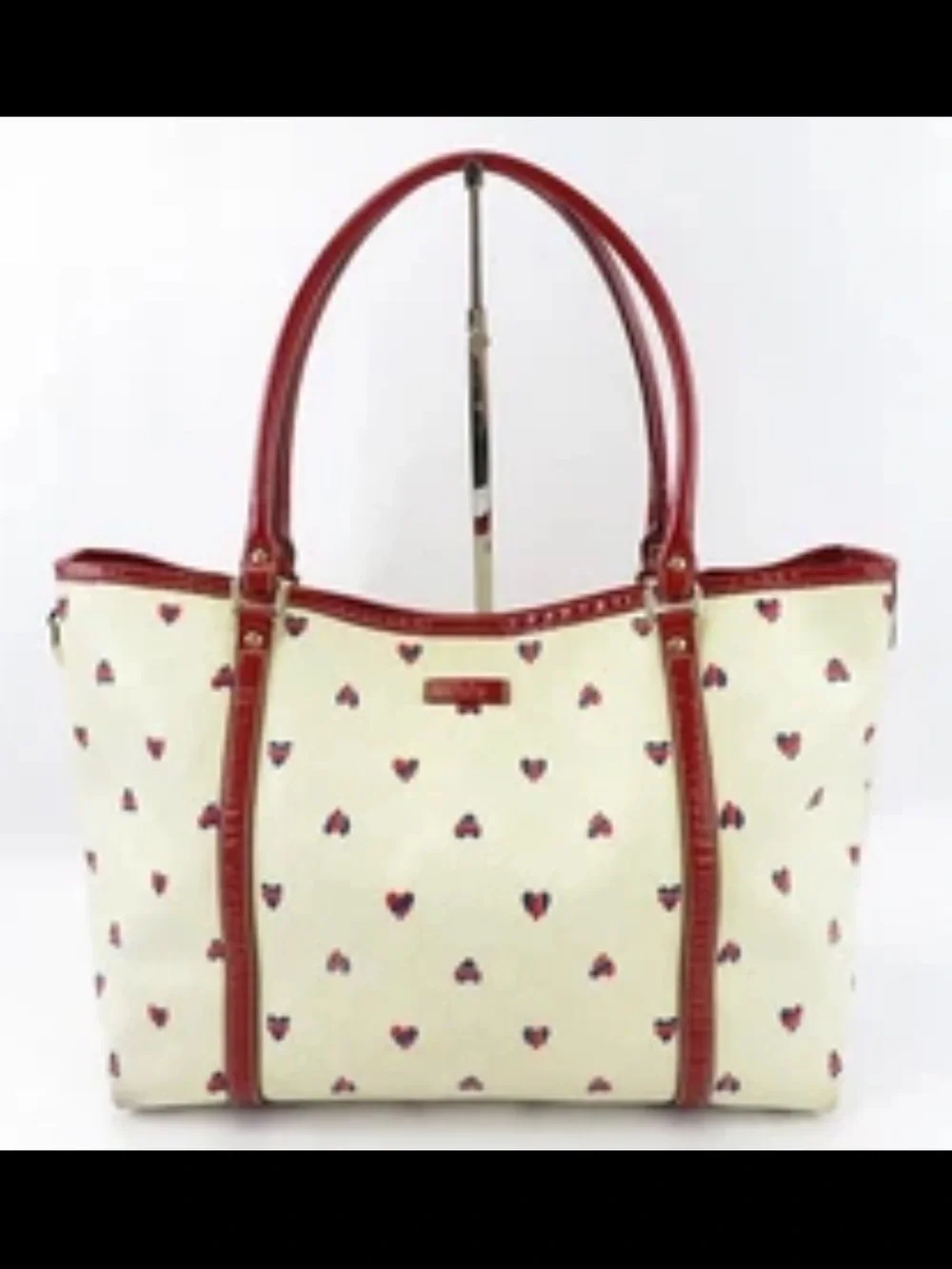 Gucci Cream Tote with Red Heart Motif